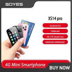 هاتف ذكي صغير SOYES XS14 Pro 4G يعمل بنظام Android 9.0 وذاكرة وصول عشوائي 3 جيجابايت وذاكرة داخلية 64 جيجابايت وبطارية 2600 مللي أمبير في الساعة وخاصية التعرف على الوجه وشاشة 3.0 بوصة وهاتف محمول صغير يدعم WhatsApp وGoogle Phone