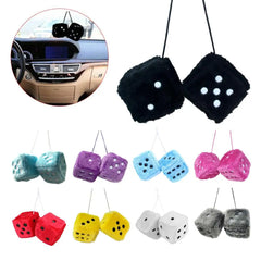 1Kit Fuzzy Plush Dice with Dots Retro Square Plush Hanging Mirror Fuzzy Dices Kid Toys For Pink Car Interior Ornament Decoration