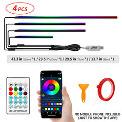 110cm  APP Control Car Ambient Lights LED Interior RGB Symphony Atmosphere Light  Acrylic Strips Dashboard Decoration Sunroof