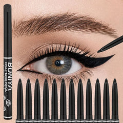 12pcs Black Eyeliner Pencils - Easy Twist Application for Flawless Eye Makeup