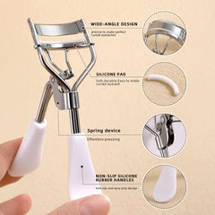 Portable Eyelash Curler with 15 Silicone Pads and Stainless Steel Eyelash Curler, Used for Eyelash Extension and Curling Tools