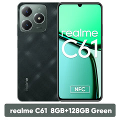 هاتف realme C61 الذكي بطارية 5000 مللي أمبير/ساعة شحن فائق السرعة 15 وات كاميرا 50 ميجابكسل AI شاشة 90 هرتز محرك AI IP54 256 جيجابايت NFC