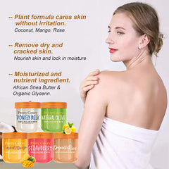 350ml Face&Body Scrub Deep exfoliates to remove dead skin cells Rich in shea butter to nourish dry skin Leaves skin silky smooth
