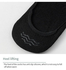 5 Pairs of WOMEN'S Solid Color Invisible Socks, Cotton Silicone Anti Slip Spring Ankle Socks, Casual Breathable Thin Boat Socks