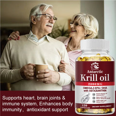 2000Mg Antarctic Krill Oil Omega-3 EPA & DHA Phospholipids and Astaxanthin for Joint, Brain, Immune and Cardiac Support Diet