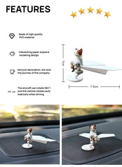 Funny Car Interior Decoration Ornaments Cute Cat 360 ° Rotating Airplane Auto Dashboard Decoration Gadgets For Car Accessories
