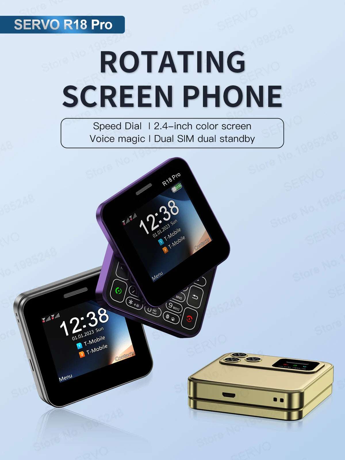 SERVO R18 PRO Side Slider Mobile Phone 2.4" Rotate Display Dual SIM Standby Magic Voice Flashlight 2G GSM Card Button Cellphones