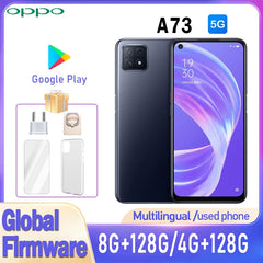 هاتف ذكي OPPO A73 5G البرامج الثابتة العالمية MTk Dimensity 720 google play كاميرا خلفية 16 ميجابكسل هاتف مستعمل