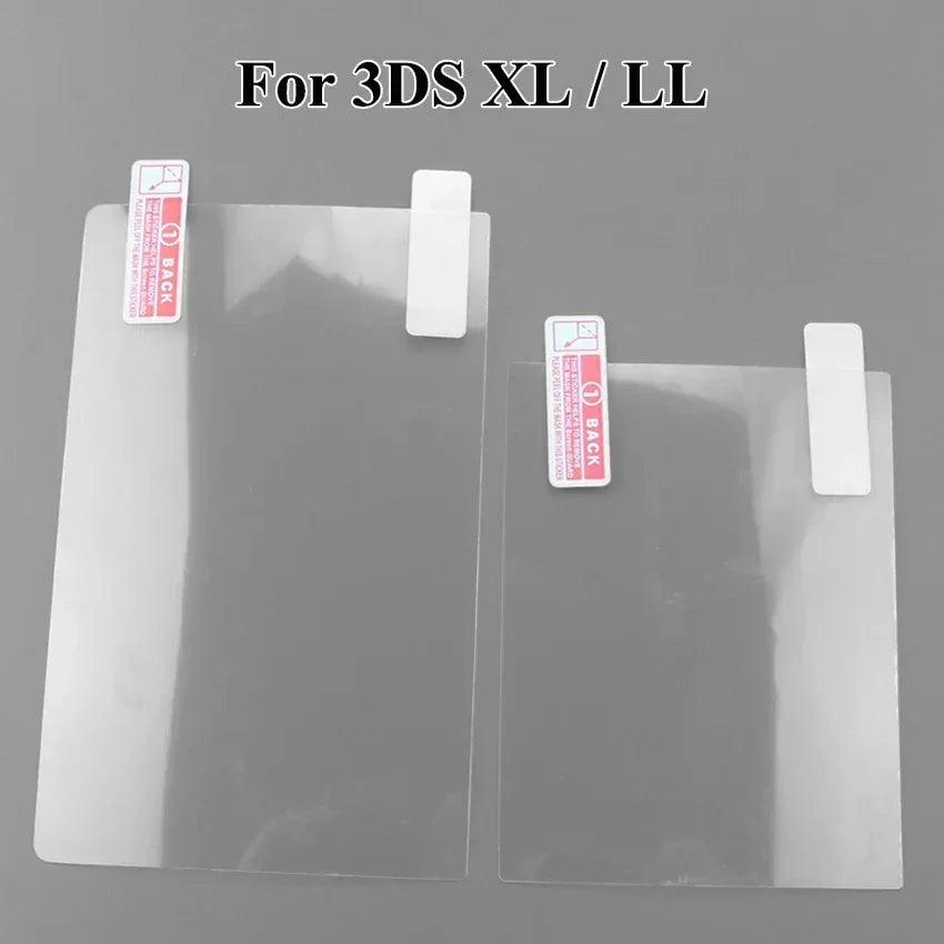Clear LCD screen protector film set for 3DS XL/LL, two pieces with labels