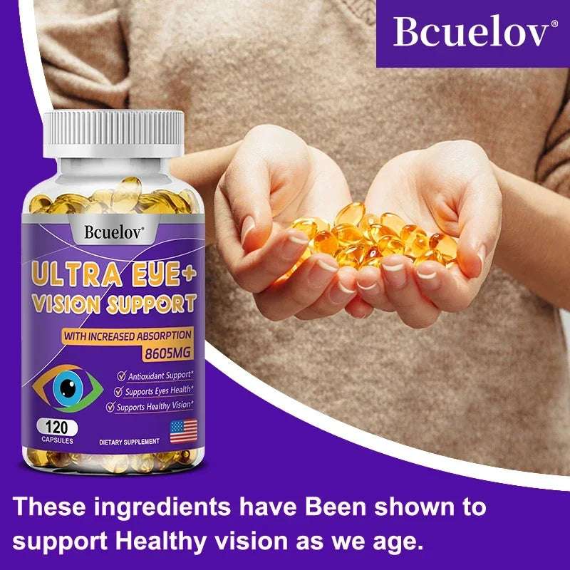 Eye Vitamins with A Blend of Lutein, Zeaxanthin and Bilberry Extract for Macular Fatigue, Dry Eyes and Vision Health in Adults