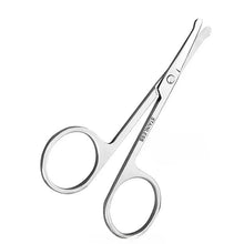Stainless steel eyebrow and nose hair trimming scissors with pointed blades and loop handles