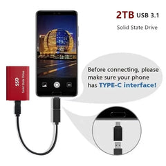 External Hard Drive Portable SSD 16TB External Solid State Drive USB 3.0 Type C Hard Disk High Speed Storage for PC Phone 16 15