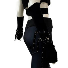1 Pair Cool Black Gothic Sun-protective Sleeve Punk Unisex Arm Warmer Harajuku Half-fingered Gloves Cuff with Buckle Ninja