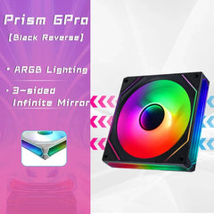 Jungle Leopard Prism 6 Pro ARGB PC Case Fan 120mm 3-sided Infinite Mirror 5V 3PIN Motherboard Lighting Sync 4PIN PWM