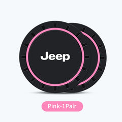 2PCS Car Coasters Water Cup Slots Non-Slip Mat Waterproof Cup Pad For Jeep Renegade Compass Grand Cherokee Wrangler JK Commander