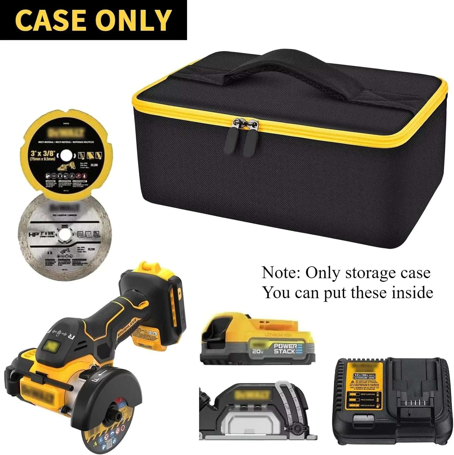 Compatible with DEWALT 20V MAX Cut Off Tool 3 in 1 Brushless (DCS438B), Storage bag case Carrying Holder Organizer (case only)