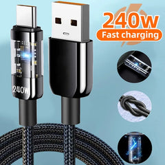 240W Fast Charging Cable USB To TypeC High Speed Data Transfer Antibreak Data Line for Samsung IPhone Xiaomi HUAWEI Macbook IPad