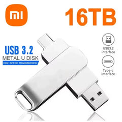 محرك أقراص فلاش USB 3.2 من شاومي بسعة 16 تيرابايت، بطاقة ذاكرة معدنية عالية السرعة، محرك أقراص فلاش، محرك أقراص فلاش، عصا مقاومة للماء