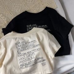 2025 Summer Loose Baby Letter Print Short Sleeves T-Shirt Children Boy Girl Fashion Cotton Tees Kid Casual Tops Toddler T-Shirts