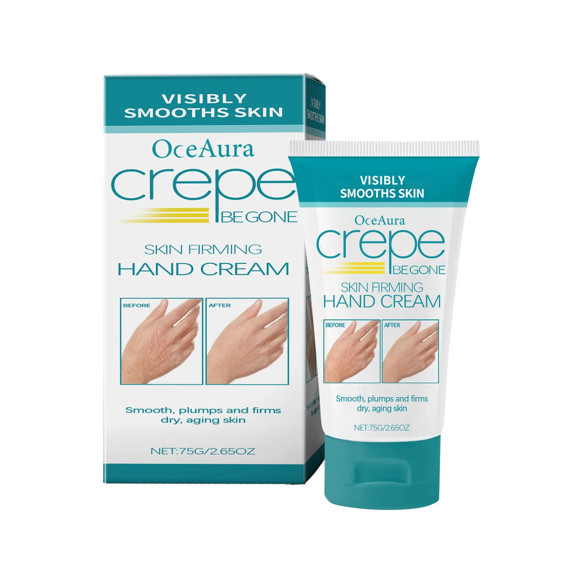 Crepe Begone Firming Hand Cream - Anti-Aging Treatment for Dry Skin, Visibly Smooths & Plumps, 75g/2.65oz