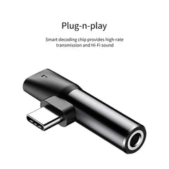 Baseus L41 Type-C to 3.5mm Jack Audio Cable Earphone Splitter Adapter for Xiaomi Huawei USB C Charger Aux Connectors Adapters