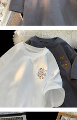 ex Pure Cotton ort Sve T-irt fiti Letter Print Casual Faionable UV Protection Coating Tag Removed Clothing