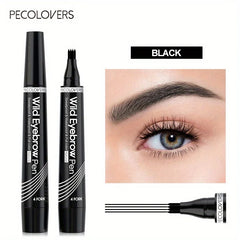 4 Forks Eye Brow Pen, 5 Color Natural Matte Liquid Tint Makeup Long Lasting Waterproof Eyebrow Smudge Proof Cosmetic