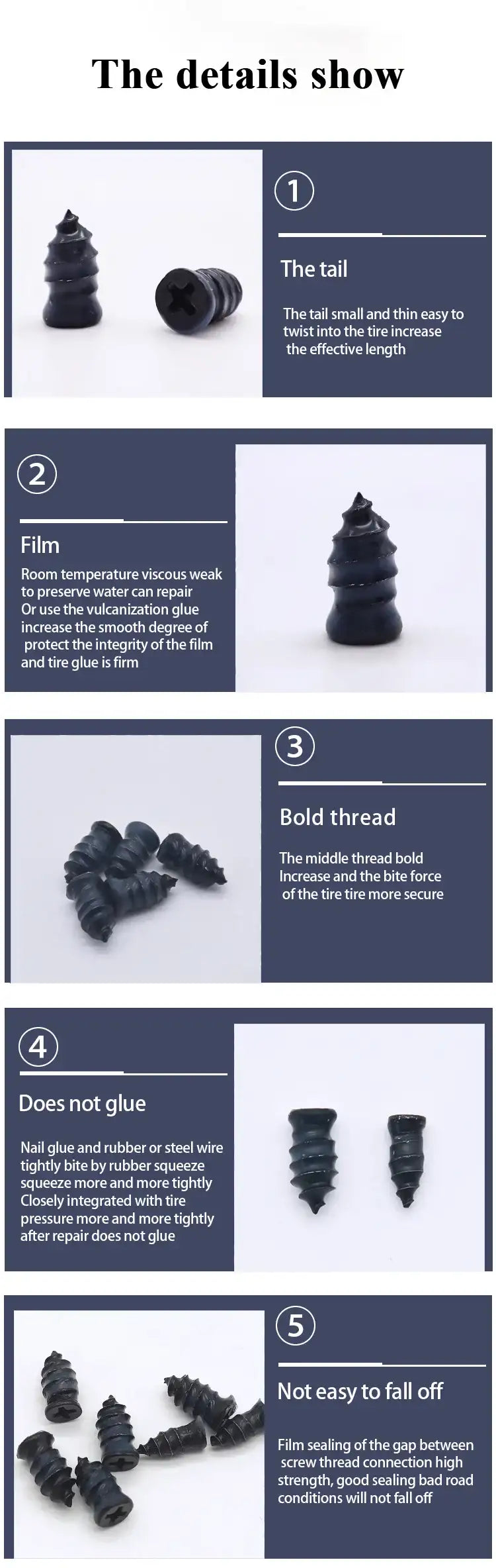 10/30Pcs Car Tyre Repair Rubber Nail Set Universal Car Motorcycle Tyre Repair Nails Truck Scooter Bike Tire Puncture Repair Tool