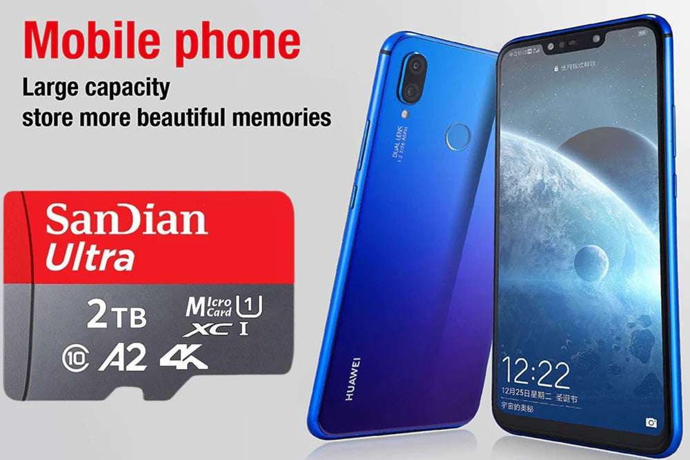 Original 2TB 1TB SanDian Ultra Card SD/TF Flash Memory Card 256/512GB Micro SD Card High Speed for Phone/Drone/Handheld Device