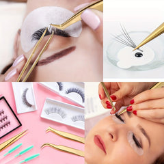 High Precision Lash Tweezers Set - Includes 3 Stainless Steel Eyelash Tweezers for Classic Individual and Volume Lash Extensions