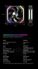 مروحة تبريد JUMPEAK CS120 ARGB مقاس 360 مم 240 مم قابلة للتكديس وتوصيل PWM صامتة 120 مم مراوح RGB لألعاب الكمبيوتر ومبرد المياه