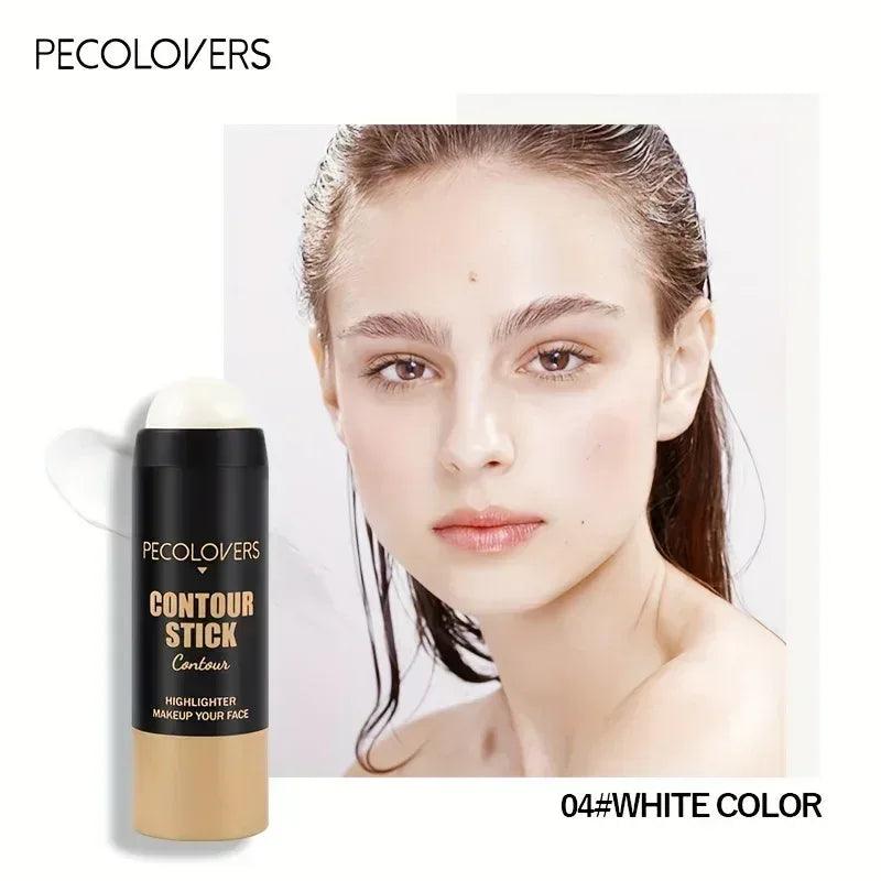 Contour stick concealer in white color shade, beige stick with black cap