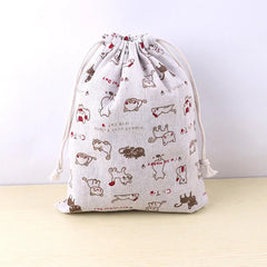 Pet Toys & Snacks Storage Cotton Linen Fabric Pouch Drawstring Bag Cute Kids Travel Cloth Shoes Storage Bag Makeup Case Gift Bag