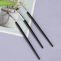 3pcs Eye Makeup Brush Ultra Fine Eyeliner Brush Set, Including Straight, Angled, Bent Tip, Suitable For Makeup