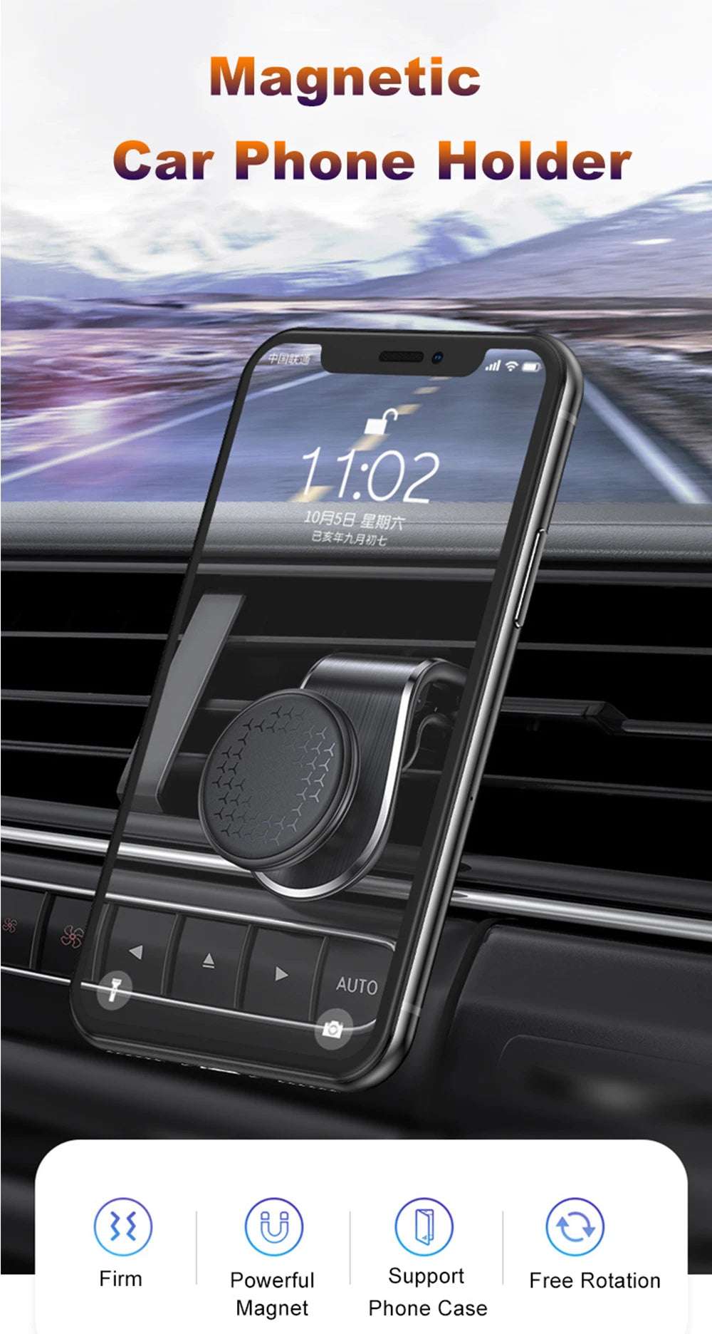Magnetic Car Phone Holder Mobile Support For The Car Cell phone Support Mobile Door For Auto For iphone Xiaomi Huawei Samsung