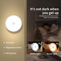 Mini LED Touch Sensor Night Lights USB Rechargeable Kitchen Bedroom Magnetic Base Wall Light Round Portable Dimming Night Lamp