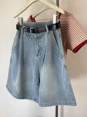 High Waist Wide Leg Jeans orts Women Loose Fit Straight Cut Five Lengths Summer New Sle Korean Version Slimming Effect