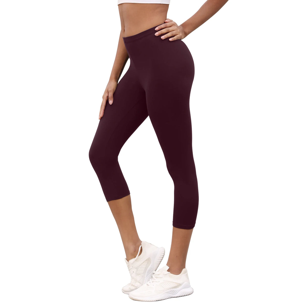 Women's Super Soft Capri Pants High Stretchy Breathable Pants No See Through Workout Running Yoga Athletic Pants Gym Leggings