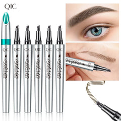 قلم حواجب QIC Four-Claw Sketch أسود بني رمادي قلم حواجب سائل مقاوم للماء يدوم طويلاً بتقنية Microblading ثلاثية الأبعاد
