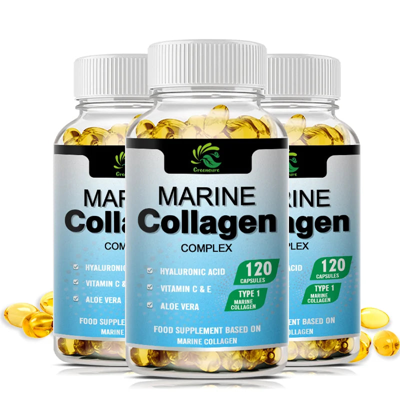 Greensure 60/120 Pcs Marine Collagen Capsules -  Supports Joints, Hair, Skin, Nails, Cartilage & Overall Health