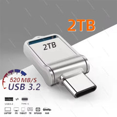 2TB Metal Flash Drive Usb 3.2 Super High Speed Transfer U Disk Pen Drive 1TB Waterproof Type C Disk For Cellphone PC 2025