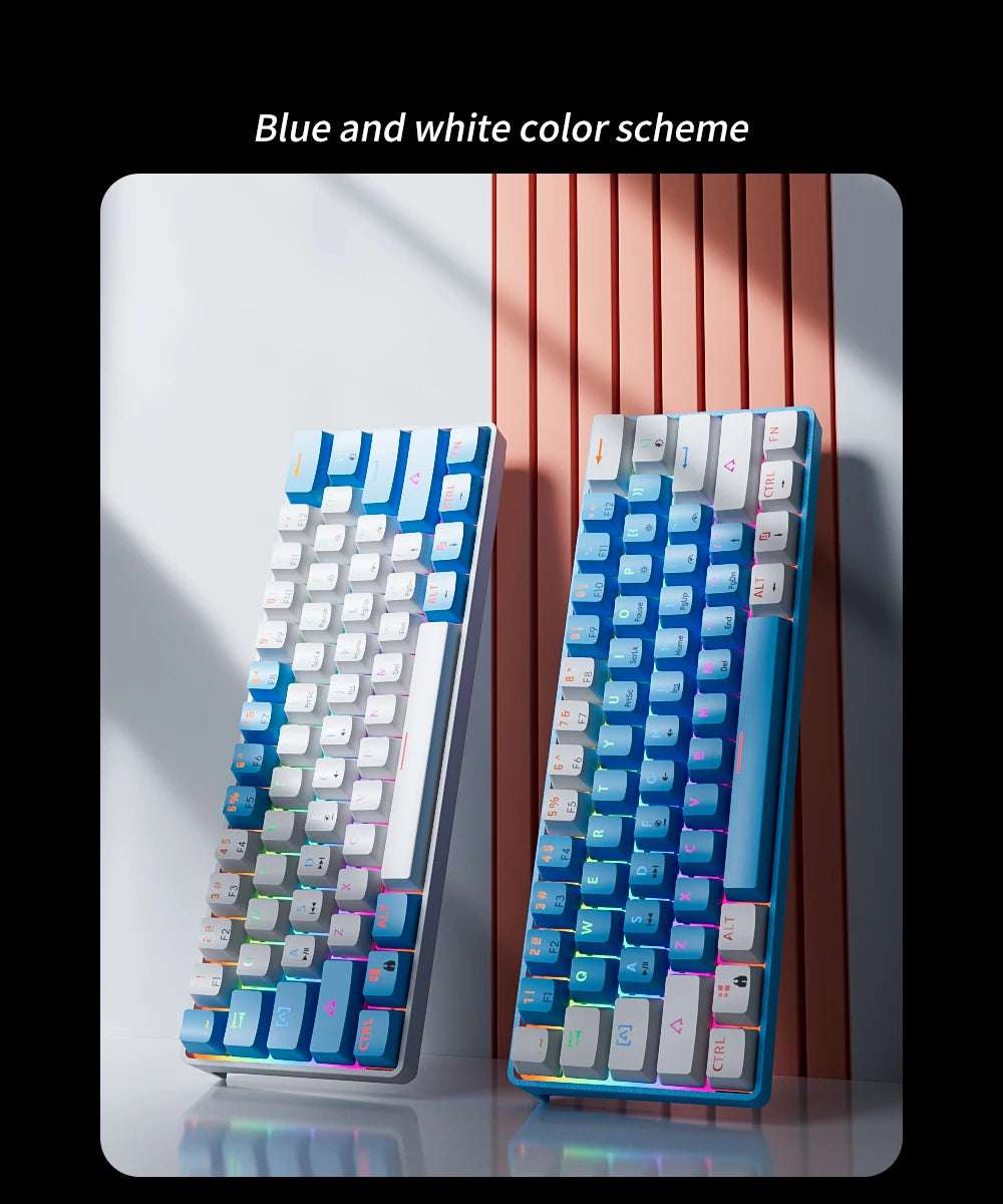 MUCAI MK61 RGB Backlit Gaming Mechanical Keyboard 61-Key Red Switch Wired Detachable Cable USB Interface Hot Swappable