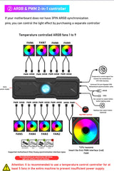 مروحة تبريد هادئة للكمبيوتر ZEZZIO PRISM 6 PRO 120 مم ARGB للتحكم في درجة الحرارة PWM 5 فولت 3 سنون مرآة لا متناهية ثلاثية الجوانب