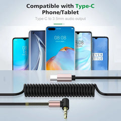 كابل صوت قابل للسحب من OLAF USB C إلى 3.5 مم لسيارة iPhone 15 كابل AUX بمقبس 3.5 مم إلى كابل مكبر صوت بمحول الكوع