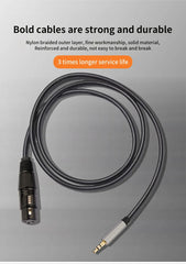 كابل صوت XLR إلى 3.5 مم، ميكروفون، سلك صوت تناظري متوازن، XLR أنثى إلى مقبس AUX 3.5 مم لجهاز الكمبيوتر والهاتف ومكبر الصوت