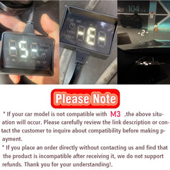 شاشة M3 HUD Obd2 للكمبيوتر الموجود على متن السيارة وشاشة عرض أمامية للزجاج الأمامي وشاشة عرض كبيرة للخط ونظام E-OBD ونظام تحديد المواقع العالمي (GPS) مناسب لجميع السيارات M1