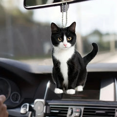 2D Acrylic Plush Black And White Kitty Cat Small Decoration Pendant, Perfect Car & Bag Accessories