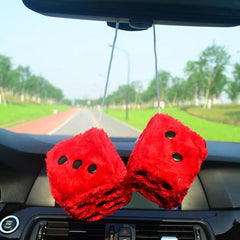 1Kit Fuzzy Plush Dice with Dots Retro Square Plush Hanging Mirror Fuzzy Dices Kid Toys For Pink Car Interior Ornament Decoration