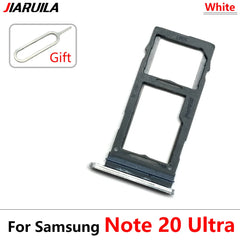حامل بطاقة SIM صغيرة مزدوجة جديدة ومختبرة مع درج فتحة الشريحة ومقبس محول لهاتف Samsung S20 Note 20 Ultra + Pin