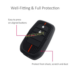 2B Silicone Car Key Case Cover Chain For Toyota Corolla Hatchback Cross Yaris Cross Prius Hilux Land Cruiser LC200 LC250 LC300